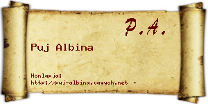 Puj Albina névjegykártya